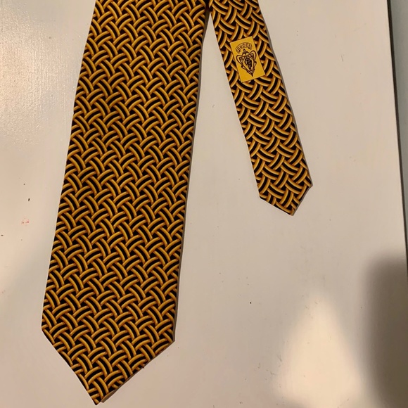 Men's Gold and Navy Blue Tie - Picture 1 of 3